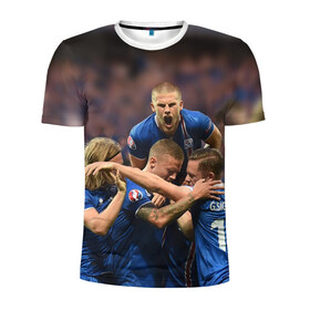 Мужская футболка 3D спортивная с принтом Сборная Исландии по футболу в Курске, 100% полиэстер с улучшенными характеристиками | приталенный силуэт, круглая горловина, широкие плечи, сужается к линии бедра | euro 2016