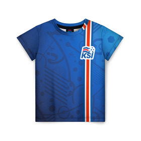Детская футболка 3D с принтом Форма сборной Исландии по футболу в Курске, 100% гипоаллергенный полиэфир | прямой крой, круглый вырез горловины, длина до линии бедер, чуть спущенное плечо, ткань немного тянется | Тематика изображения на принте: euro 2016