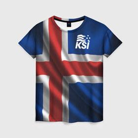 Женская футболка 3D с принтом Исландия в Курске, 100% полиэфир ( синтетическое хлопкоподобное полотно) | прямой крой, круглый вырез горловины, длина до линии бедер | флаг
