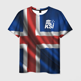 Мужская футболка 3D с принтом Исландия в Курске, 100% полиэфир | прямой крой, круглый вырез горловины, длина до линии бедер | Тематика изображения на принте: флаг