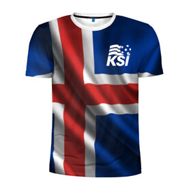 Мужская футболка 3D спортивная с принтом Исландия в Курске, 100% полиэстер с улучшенными характеристиками | приталенный силуэт, круглая горловина, широкие плечи, сужается к линии бедра | флаг