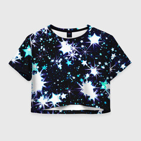 Женская футболка 3D укороченная с принтом Star в Курске, 100% полиэстер | круглая горловина, длина футболки до линии талии, рукава с отворотами | вселенная | галактика | звезды