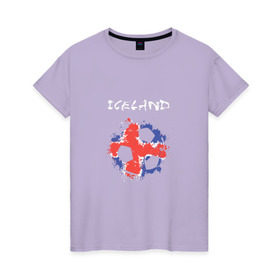 Женская футболка хлопок с принтом Сборная Исландии в Курске, 100% хлопок | прямой крой, круглый вырез горловины, длина до линии бедер, слегка спущенное плечо | исландия