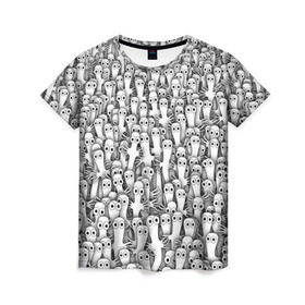 Женская футболка 3D с принтом Хатифнатты в Курске, 100% полиэфир ( синтетическое хлопкоподобное полотно) | прямой крой, круглый вырез горловины, длина до линии бедер | moomintroll | мумми тролль