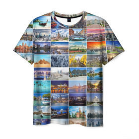 Мужская футболка 3D с принтом Страны мира (10х10) в Курске, 100% полиэфир | прямой крой, круглый вырез горловины, длина до линии бедер | азия | берлин | вегас | венеция | воспоминания | города | достопримечательности | европа | египет | калифорния | каникулы | лондон | милан | москва | ностальгия | нью йорк | отдых | отпуск | память