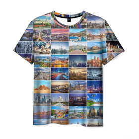 Мужская футболка 3D с принтом Туризм (10х10) в Курске, 100% полиэфир | прямой крой, круглый вырез горловины, длина до линии бедер | Тематика изображения на принте: азия | берлин | вегас | венеция | воспоминания | города | достопримечательности | европа | египет | калифорния | каникулы | лондон | милан | москва | ностальгия | нью йорк | отдых | отпуск | память