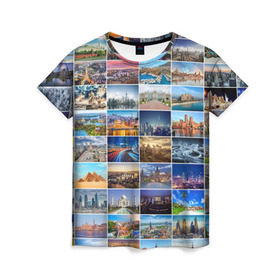 Женская футболка 3D с принтом Туризм (10х10) в Курске, 100% полиэфир ( синтетическое хлопкоподобное полотно) | прямой крой, круглый вырез горловины, длина до линии бедер | азия | берлин | вегас | венеция | воспоминания | города | достопримечательности | европа | египет | калифорния | каникулы | лондон | милан | москва | ностальгия | нью йорк | отдых | отпуск | память