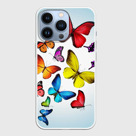 Чехол для iPhone 13 Pro с принтом Butterflies в Курске,  |  | бабочки | белый | картинка | лето | природа | рисунок | розовый | цвета
