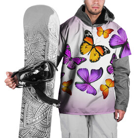 Накидка на куртку 3D с принтом Butterflies в Курске, 100% полиэстер |  | бабочки | белый | картинка | лето | природа | рисунок | розовый | цвета