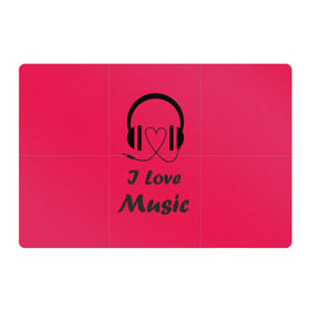 Магнитный плакат 3Х2 с принтом Я люблю музыку в Курске, Полимерный материал с магнитным слоем | 6 деталей размером 9*9 см | Тематика изображения на принте: i love music | наушники | розовый | сердце