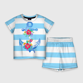 Детский костюм с шортами 3D с принтом Якорь в Курске,  |  | белый | верёвка | вода | корабль | красный | море | песок | пляж | синий | цвет | цветы | якорь