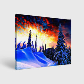Холст прямоугольный с принтом Зимний лес в Курске, 100% ПВХ |  | Тематика изображения на принте: вечер | закат | зима | лес | снег