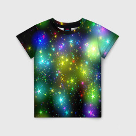 Детская футболка 3D с принтом Звёзды в Курске, 100% гипоаллергенный полиэфир | прямой крой, круглый вырез горловины, длина до линии бедер, чуть спущенное плечо, ткань немного тянется | вселенная | галактика | звезды