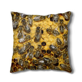 Подушка 3D с принтом Пчела в Курске, наволочка – 100% полиэстер, наполнитель – холлофайбер (легкий наполнитель, не вызывает аллергию). | состоит из подушки и наволочки. Наволочка на молнии, легко снимается для стирки | лето | мед | насекомые | оса | природа | пчелы | шмель