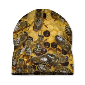 Шапка 3D с принтом Пчела в Курске, 100% полиэстер | универсальный размер, печать по всей поверхности изделия | лето | мед | насекомые | оса | природа | пчелы | шмель