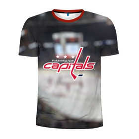 Мужская футболка 3D спортивная с принтом Washington capitals в Курске, 100% полиэстер с улучшенными характеристиками | приталенный силуэт, круглая горловина, широкие плечи, сужается к линии бедра | вашингтон | кэпиталс