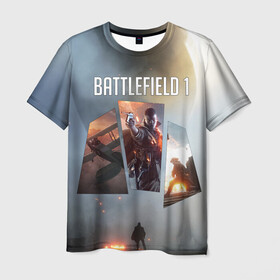 Мужская футболка 3D с принтом Battlefield 1 в Курске, 100% полиэфир | прямой крой, круглый вырез горловины, длина до линии бедер | Тематика изображения на принте: battlefield | батла | батлфилд