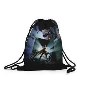 Рюкзак-мешок 3D Байки из склепа: в Курске, 100% полиэстер | плотность ткани — 200 г/м2, размер — 35 х 45 см; лямки — толстые шнурки, застежка на шнуровке, без карманов и подкладки | вампир | зомби | мертвец | монстр | прикольные картинки