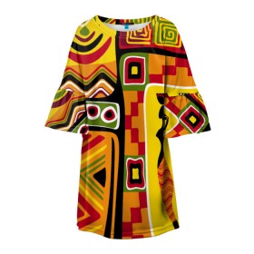Детское платье 3D с принтом Африка в Курске, 100% полиэстер | прямой силуэт, чуть расширенный к низу. Круглая горловина, на рукавах — воланы | орнамент | этнический | этно | яркий