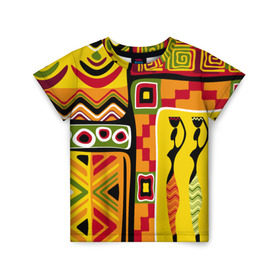Детская футболка 3D с принтом Африка в Курске, 100% гипоаллергенный полиэфир | прямой крой, круглый вырез горловины, длина до линии бедер, чуть спущенное плечо, ткань немного тянется | орнамент | этнический | этно | яркий