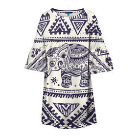 Детское платье 3D с принтом Африка в Курске, 100% полиэстер | прямой силуэт, чуть расширенный к низу. Круглая горловина, на рукавах — воланы | орнамент | слон | этно