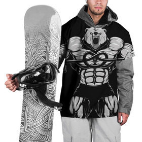 Накидка на куртку 3D с принтом Strongman в Курске, 100% полиэстер |  | bodybuilding | gym | house | know | power | бодибилдинг | культуризм | медведь | сила | спорт | фитнес