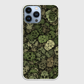 Чехол для iPhone 13 Pro Max с принтом Камуфляж (Мексиканские черепа) в Курске,  |  | sugar skull | мексика | паттерн | сахарный череп | скелет