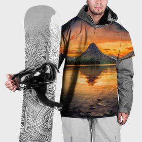 Накидка на куртку 3D с принтом Гора в Курске, 100% полиэстер |  | лес | небо | озеро | отражение | пейзаж | природа | солнце