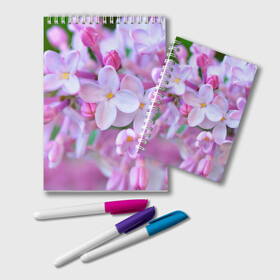 Блокнот с принтом Сирень в Курске, 100% бумага | 48 листов, плотность листов — 60 г/м2, плотность картонной обложки — 250 г/м2. Листы скреплены удобной пружинной спиралью. Цвет линий — светло-серый
 | лепестки | прикольные картинки | цветочки | цветы