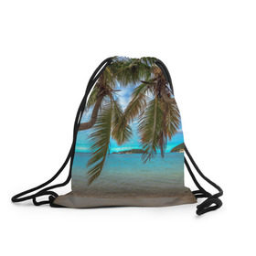 Рюкзак-мешок 3D с принтом Пальма в Курске, 100% полиэстер | плотность ткани — 200 г/м2, размер — 35 х 45 см; лямки — толстые шнурки, застежка на шнуровке, без карманов и подкладки | море | отдых | отпуск | пальмы | пляж | солнце | туризм