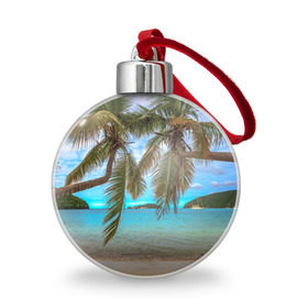 Ёлочный шар с принтом Пальма в Курске, Пластик | Диаметр: 77 мм | Тематика изображения на принте: море | отдых | отпуск | пальмы | пляж | солнце | туризм