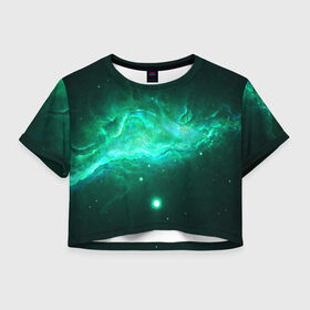 Женская футболка 3D укороченная с принтом Вселенная в Курске, 100% полиэстер | круглая горловина, длина футболки до линии талии, рукава с отворотами | 3д | вселенная | гравитация | звезда | космос | новая