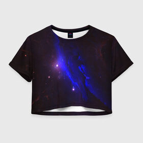 Женская футболка 3D укороченная с принтом Вселенная в Курске, 100% полиэстер | круглая горловина, длина футболки до линии талии, рукава с отворотами | 3д | вселенная | гравитация | звезда | космос | новая