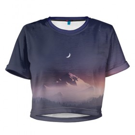 Женская футболка 3D укороченная с принтом Ночное небо в Курске, 100% полиэстер | круглая горловина, длина футболки до линии талии, рукава с отворотами | mountains | sky | space | астрономия | горы | космос | небо | ночное небо