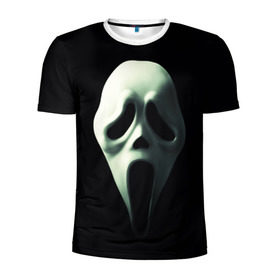 Мужская футболка 3D спортивная с принтом Крик в Курске, 100% полиэстер с улучшенными характеристиками | приталенный силуэт, круглая горловина, широкие плечи, сужается к линии бедра | scream | крик | маска | ужастик | ужасы