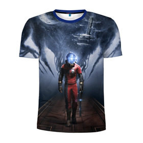 Мужская футболка 3D спортивная с принтом Prey в Курске, 100% полиэстер с улучшенными характеристиками | приталенный силуэт, круглая горловина, широкие плечи, сужается к линии бедра | prey | игра | космос