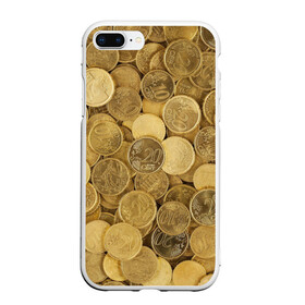 Чехол для iPhone 7Plus/8 Plus матовый с принтом монетки в Курске, Силикон | Область печати: задняя сторона чехла, без боковых панелей | деньги | евро | копейки | мелочёвка | мелочь | монеты