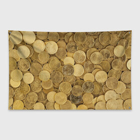 Флаг-баннер с принтом монетки в Курске, 100% полиэстер | размер 67 х 109 см, плотность ткани — 95 г/м2; по краям флага есть четыре люверса для крепления | деньги | евро | копейки | мелочёвка | мелочь | монеты