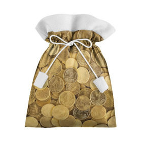 Подарочный 3D мешок с принтом монетки в Курске, 100% полиэстер | Размер: 29*39 см | Тематика изображения на принте: деньги | евро | копейки | мелочёвка | мелочь | монеты