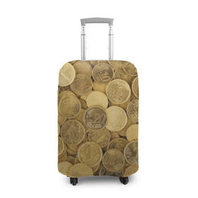 Чехол для чемодана 3D с принтом монетки в Курске, 86% полиэфир, 14% спандекс | двустороннее нанесение принта, прорези для ручек и колес | деньги | евро | копейки | мелочёвка | мелочь | монеты