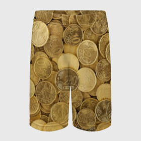 Детские спортивные шорты 3D с принтом монетки в Курске,  100% полиэстер
 | пояс оформлен широкой мягкой резинкой, ткань тянется
 | деньги | евро | копейки | мелочёвка | мелочь | монеты
