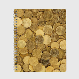 Тетрадь с принтом монетки в Курске, 100% бумага | 48 листов, плотность листов — 60 г/м2, плотность картонной обложки — 250 г/м2. Листы скреплены сбоку удобной пружинной спиралью. Уголки страниц и обложки скругленные. Цвет линий — светло-серый
 | Тематика изображения на принте: деньги | евро | копейки | мелочёвка | мелочь | монеты