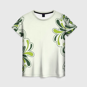 Женская футболка 3D с принтом Flowers в Курске, 100% полиэфир ( синтетическое хлопкоподобное полотно) | прямой крой, круглый вырез горловины, длина до линии бедер | 