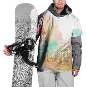 Накидка на куртку 3D с принтом акварельный город в Курске, 100% полиэстер |  | sity | акварель | венеция | вода | город | графика | европа | живопись | лето | лодки | мост | принт | свет