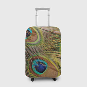 Чехол для чемодана 3D с принтом перо павлина в Курске, 86% полиэфир, 14% спандекс | двустороннее нанесение принта, прорези для ручек и колес | Тематика изображения на принте: павлин | перо | перышки | птица