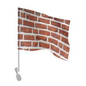 Флаг для автомобиля с принтом старая кирпичная стена в Курске, 100% полиэстер | Размер: 30*21 см | камни | кирпич | постройка | стена | стройка | цемент