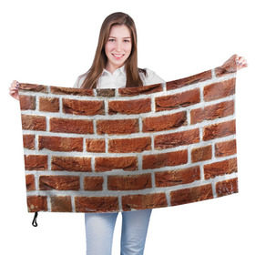 Флаг 3D с принтом старая кирпичная стена в Курске, 100% полиэстер | плотность ткани — 95 г/м2, размер — 67 х 109 см. Принт наносится с одной стороны | камни | кирпич | постройка | стена | стройка | цемент