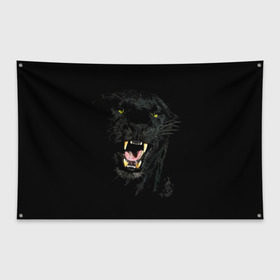 Флаг-баннер с принтом Чёрная пантера в Курске, 100% полиэстер | размер 67 х 109 см, плотность ткани — 95 г/м2; по краям флага есть четыре люверса для крепления | кошка | оскал | пантера | прикольные картинки