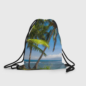 Рюкзак-мешок 3D с принтом Пальмы в Курске, 100% полиэстер | плотность ткани — 200 г/м2, размер — 35 х 45 см; лямки — толстые шнурки, застежка на шнуровке, без карманов и подкладки | море | отдых | отпуск | пальмы | пляж | солнце | туризм
