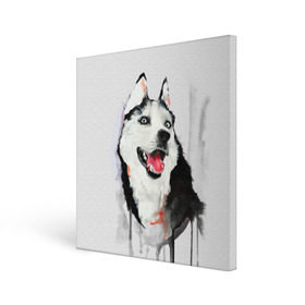 Холст квадратный с принтом Хаски в Курске, 100% ПВХ |  | Тематика изображения на принте: голова животного | кутёнок | прикольные картинки | собака | щенок